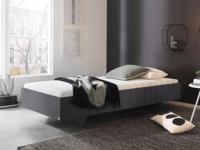 Bed IXANA 90x200 cm metaalgrijs eik met matras - thumbnail