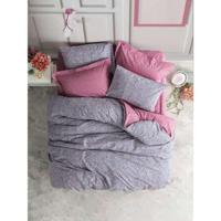 Set letto - 1 copripiumino 220 x 240 cm + 2 federe 60 x 60 cm - 100% cotone - Rosa - thumbnail
