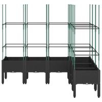 VidaXL Plantenbak met latwerk 160x120x142,5 cm polypropeen zwart - thumbnail