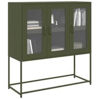 Dressoir 100,5x39x107 cm koudgewalst staal olijfgroen - thumbnail