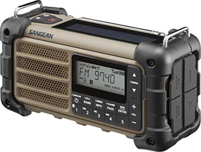 Sangean MMR-99 Outdoorradio VHF (FM) Noodradio, Bluetooth Zonnepaneel, Spatwaterbestendig, Stofdicht, Zaklamp Bruin