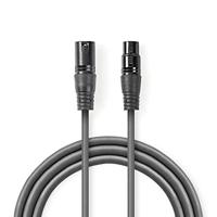 Gebalanceerde XLR-Audiokabel | XLR 3-pins male - XLR 3-pins female | 5,0 m | Grijs - thumbnail