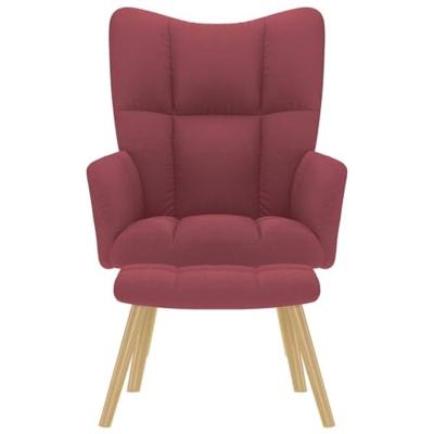 Relaxstoel met voetenbank stof wijnrood
