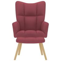 Relaxstoel met voetenbank stof wijnrood - thumbnail