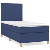 Boxspring met matras stof blauw 100x200 cm - thumbnail