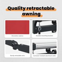 VidaXL Inklapbaar zonnescherm rood 400 × 300 cm polyester en staal - thumbnail