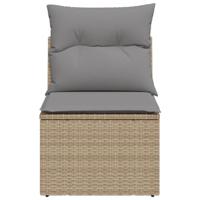 Tuinbank zonder armleuning met kussens poly rattan beige - thumbnail
