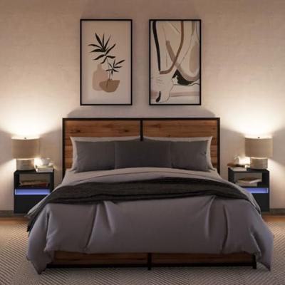 Nachtkastjes met LED's 2 st wandgemonteerd zwart Nachtkastjes met LED's 2 st wandgemonteerd zwart
