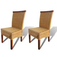 Eetkamerstoelen 2 st natuurlijk rattan bruin - thumbnail