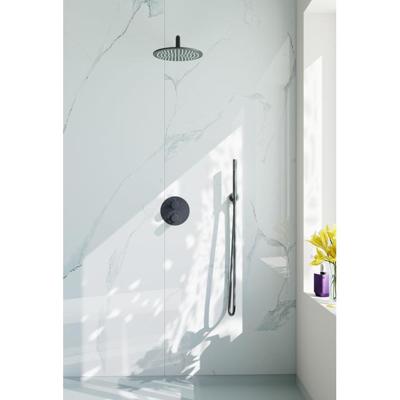 Fortifura Calvi Inbouw Regendoucheset - rond - thermostatisch - wandarm - 25cm hoofddouche - staaf handdouche - gladde doucheslang - Geborsteld Gunmetal PVD SW720556/SW720563/SW721165/SW721170/SW766536/SW766 Fortifura Calvi Inbouw Regendoucheset - rond - thermostatisch - wandarm - 25cm hoofddouche - staaf handdouche - gladde doucheslang - Geborsteld Gunmetal PVD SW720556/SW720563/SW721165/SW721170/SW766536/SW766