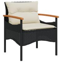 4-delige Loungeset met kussens poly rattan zwart - thumbnail