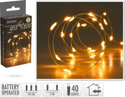 Gouddraad met 40 micro led lampjes warm wit