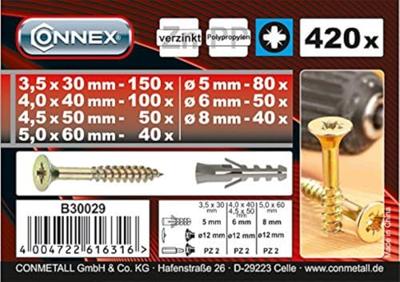 Connex Pz-Schroeven & Pluggen Box 510St - B30029 Connex Pz-Schroeven & Pluggen Box 510St - B30029