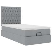 Ottoman bed met matras en LED's 90x190cm stof lichtgrijs - thumbnail