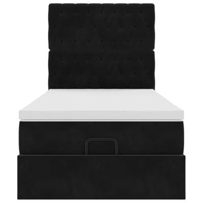 Ottoman bed met matrassen 90x190cm fluweel zwart