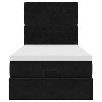 Ottoman bed met matrassen 90x190cm fluweel zwart - thumbnail