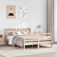 Bedframe met hoofdbord massief grenenhout 140x190 cm - thumbnail