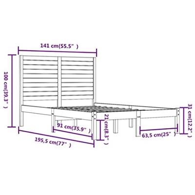 Bedframe massief hout wit 135x190 cm - thumbnail