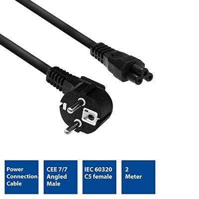 ACT AC3310 Stroomkabel Schuko CEE7/7 male (Haaks) / C5 Zwart - 2 meter