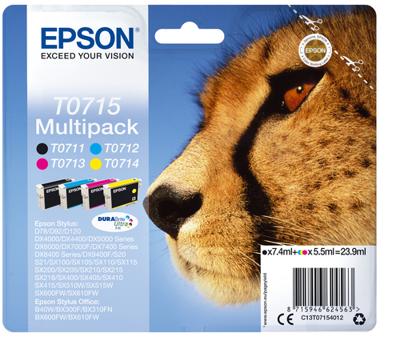 Epson inktcartridge T0715,250-415 pagina&apos;s, OEM C13T07154012, 4 kleuren