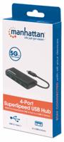 Manhattan 164924 164924 USB-hub 3 + 1 poorten USB-A USB 3.2 Gen1 5 GBit/s Met USB-C stekker Zwart - thumbnail