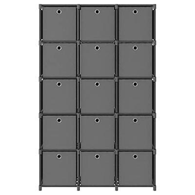 Kast met 15 vakken met boxen 103x30x175,5 cm stof grijs