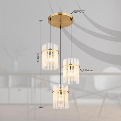 Globo Gouden hanglampGorley rond met glas 3-lichts - 15698-3HRM