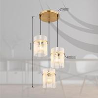 Globo Gouden hanglampGorley rond met glas 3-lichts - 15698-3HRM - thumbnail