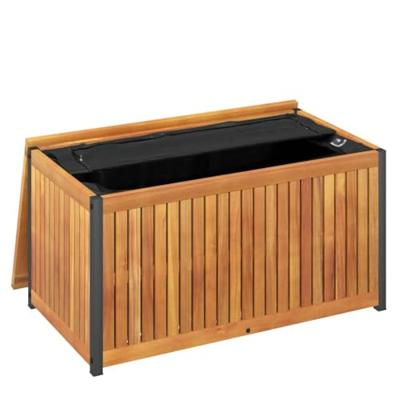Kussenbox 85x45x45/53 cm massief acaciahout en staal