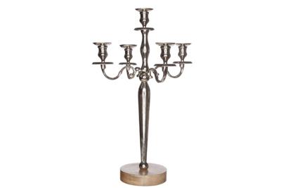 Kandelaar natuurhout zilver voor 5 kaarsen (73 cm) Kandelaar natuurhout zilver voor 5 kaarsen (73 cm)