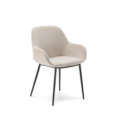 Kave Home Konna eetkamerstoel Beige poot zwart