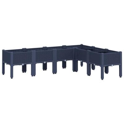 Plantenbak met poten 160x120x42 cm polypropeen blauwgrijs