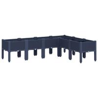 Plantenbak met poten 160x120x42 cm polypropeen blauwgrijs - thumbnail