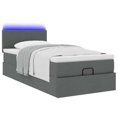 Ottoman bed met matras en LED's 100x200cm stof donkergrijs