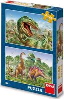 DinoToys Dino puzzel - battle of the dinos - 2 x 48 stukjes - thumbnail