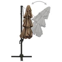 Parasol 4-laags met aluminium paal 3x3 m taupe - thumbnail