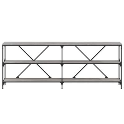 Wandtafel 200x30x75 cm bewerkt hout en ijzer grijs sonoma eiken Wandtafel 200x30x75 cm bewerkt hout en ijzer grijs sonoma eiken