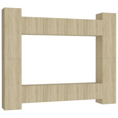 8-delige Tv-meubelset bewerkt hout sonoma eikenkleurig