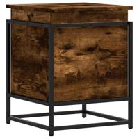 Opbergbox met deksel 40x40x51,5 cm bewerkt hout gerookt eiken - thumbnail