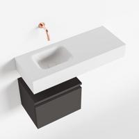 MONDIAZ ANDOR 40cm toiletmeubel dark grey. LEX 80cm wastafel talc links geen kraangat - thumbnail