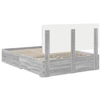 Bedframe met hoofdeinde Grijs Sonoma 140 x 190 cm Bewerkt hout - thumbnail