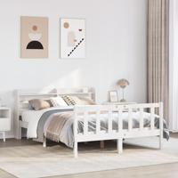 Bedframe zonder matras massief grenenhout wit 150x200 cm - thumbnail