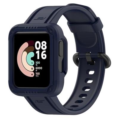 By Qubix - Siliconen sportband met case - Donkerblauw - Xiaomi Redmi Watch 2 (Lite)