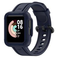 By Qubix - Siliconen sportband met case - Donkerblauw - Xiaomi Redmi Watch 2 (Lite) - thumbnail