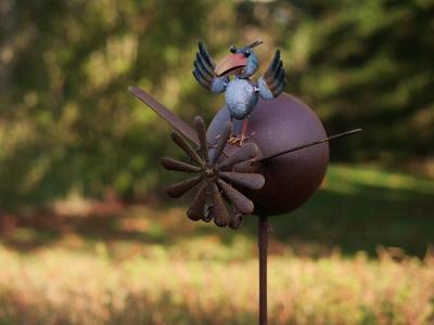 Tuinsteker vogel op vliegtuig 155 cm