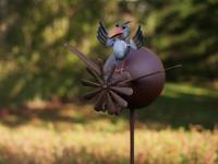 Tuinsteker vogel op vliegtuig 155 cm - thumbnail