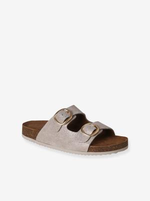 Leren sandalen met gespen goud