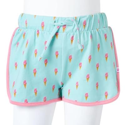 Kindershorts met trekkoord ijsjesprint 140 lichtmintkleurig
