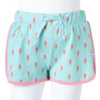 Kindershorts met trekkoord ijsjesprint 140 lichtmintkleurig - thumbnail