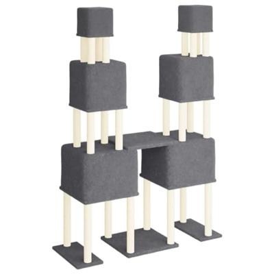 Kattenmeubel met sisal krabpalen 199 cm donkergrijs